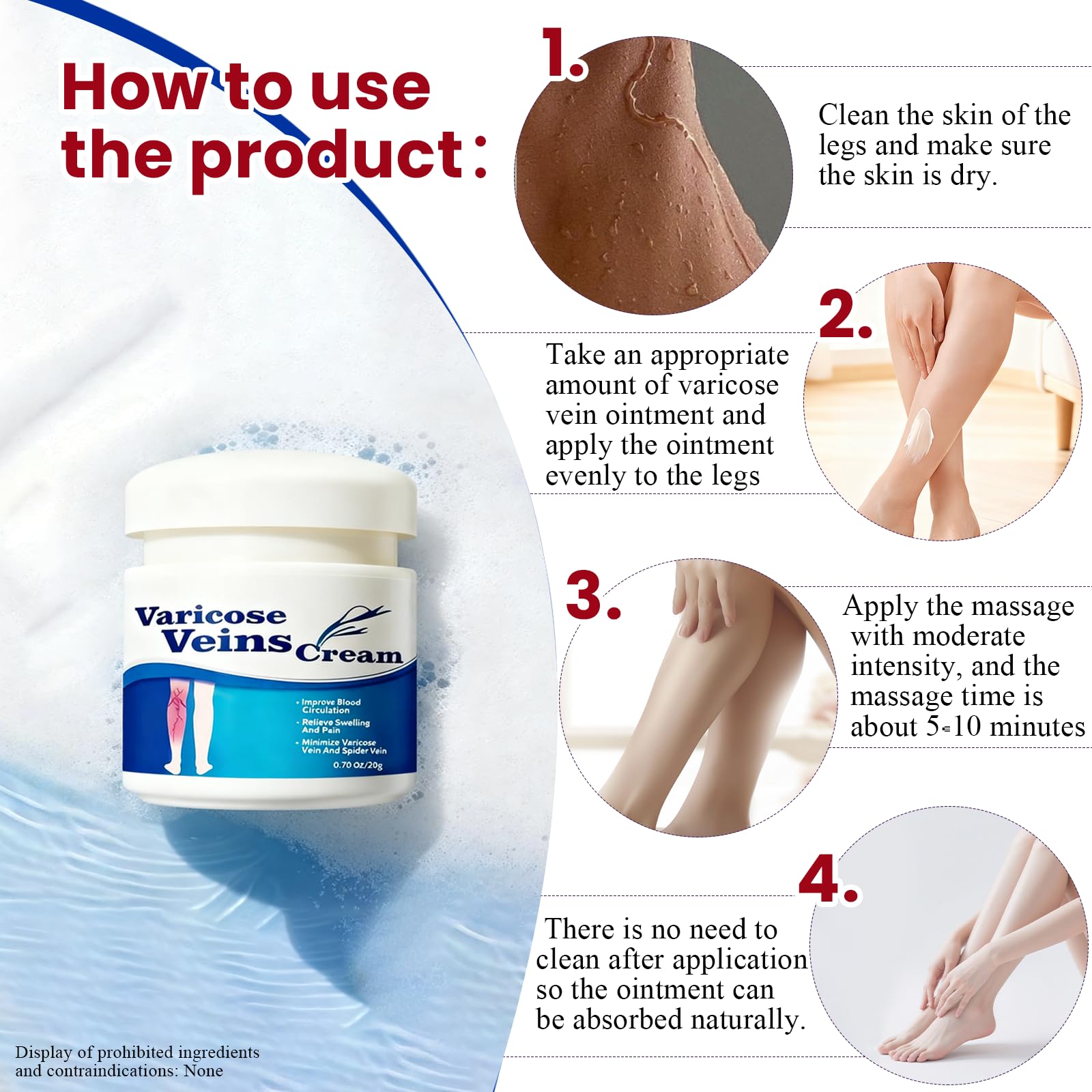 20g Crème pour Les Varices,Soulage Rapidement Les Jambes Fatiguées Et Lourdes,Facile à Utiliser