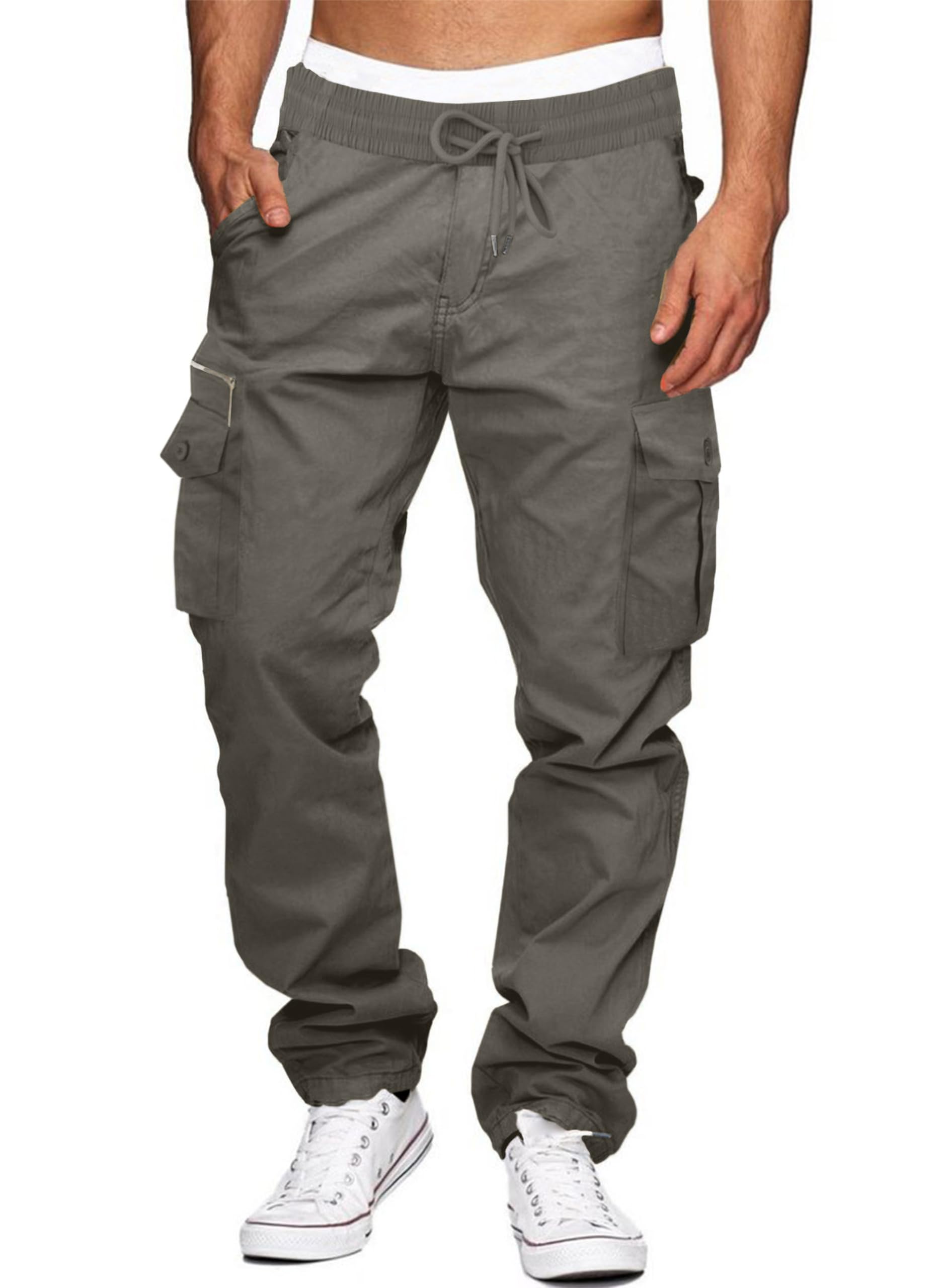 Elegancity Cargohose Herren Jogginghose Baumwolle Outdoorhose Lange Baggy Hosen Jogginghose Freizeithose Pants Grau M