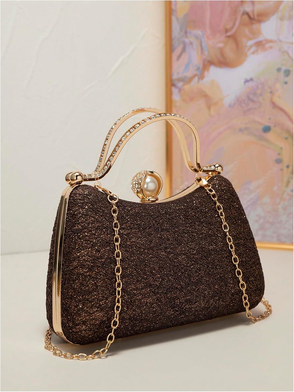 SweatyRocks Women's Glitter Evening Bag Shiny Chain Strap Clutch Purses Formal Bridal Wedding Cocktail Party Handbags - Image 2