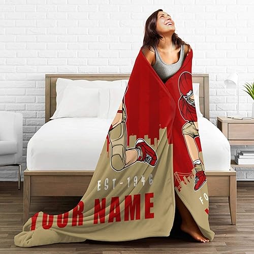 Miniatura 6 de Jitviuzz Manta personalizada con nombre y números, manta personalizada de San Francisco para fanáticos del fútbol, regalo ideal para jugadores de