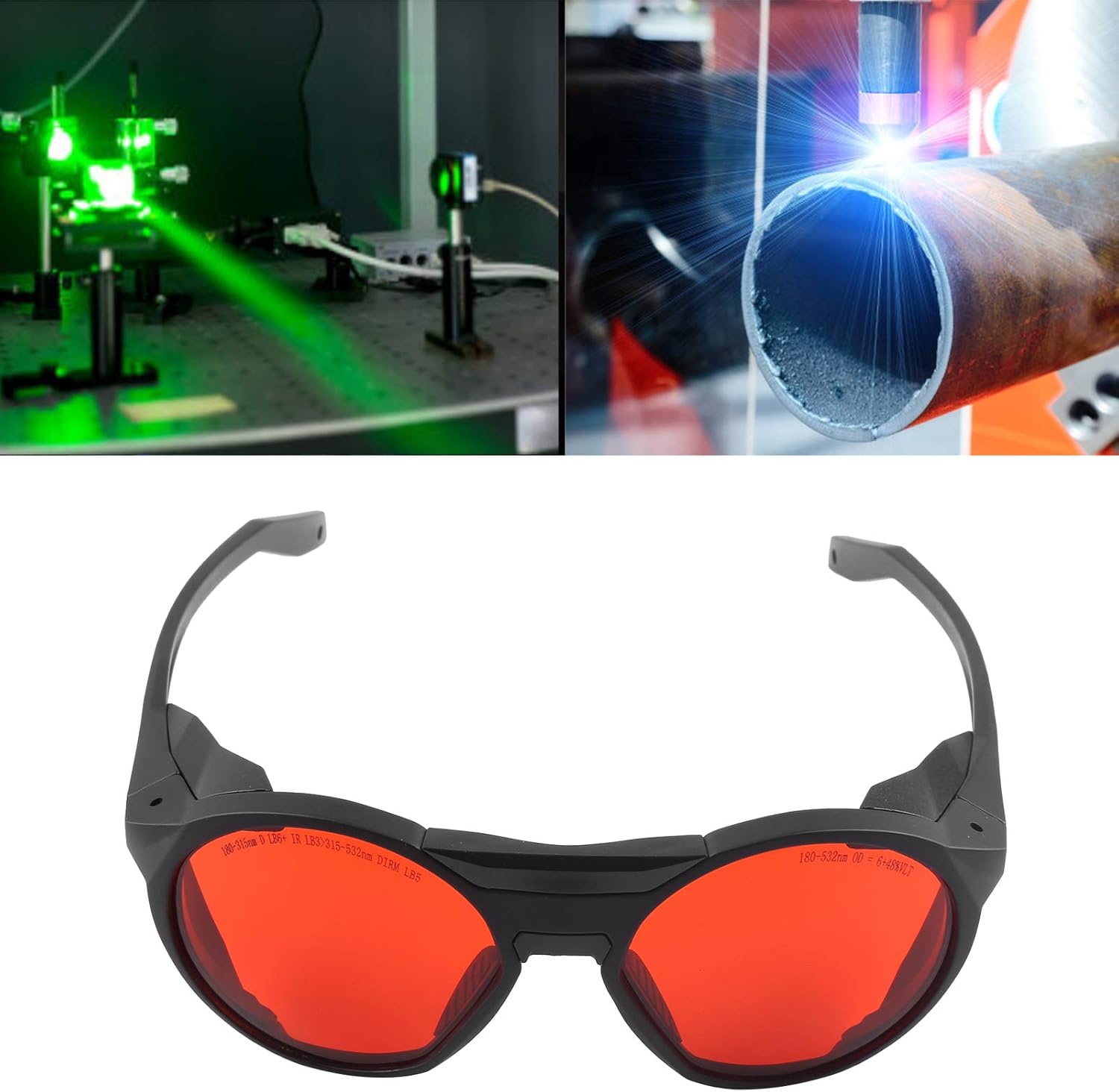 FILFEEL Protective Safety Goggles, 180‑532nm Wavelength Safety Glasses, Professional Anti‑Green Lasers Safety Eyeglasses Kit for Beauty