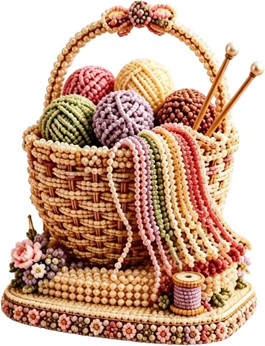 Veltros Beaded Basket Making Kit, 3D Floral Desktop Craft Set, 5.9in Tall image 4
