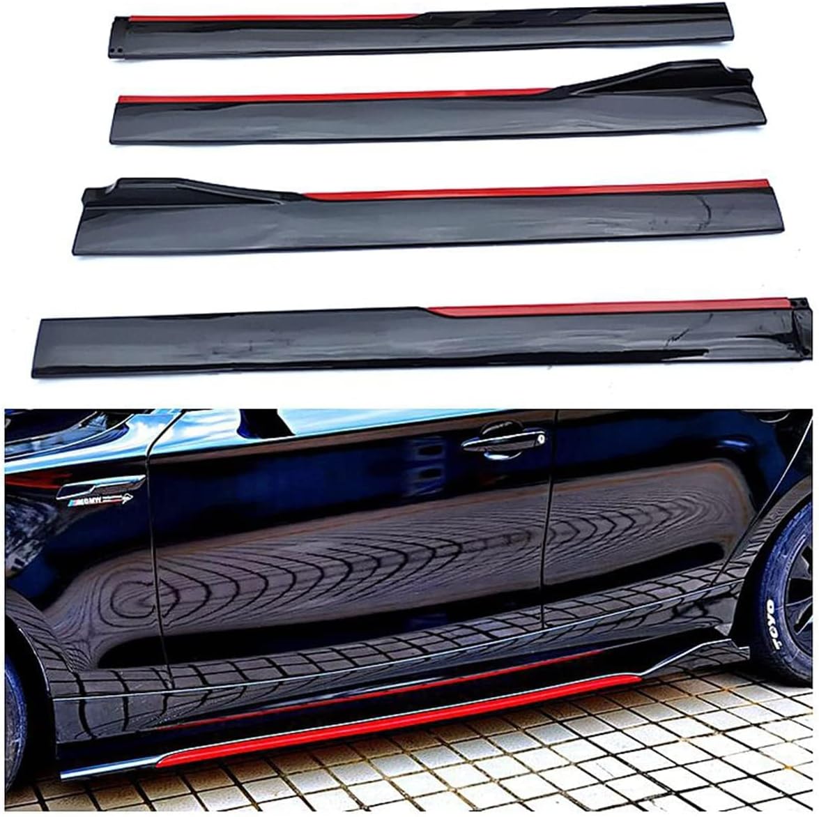 Car Running Boards Side Steps for Golf-VII/Variant/2014 2015 2016-2020,Side Skirt Extension Rocker Splitters Diffuser Bumper Lip Side Panels Spoiler Lip Side Step Skirt,Black_Red/A