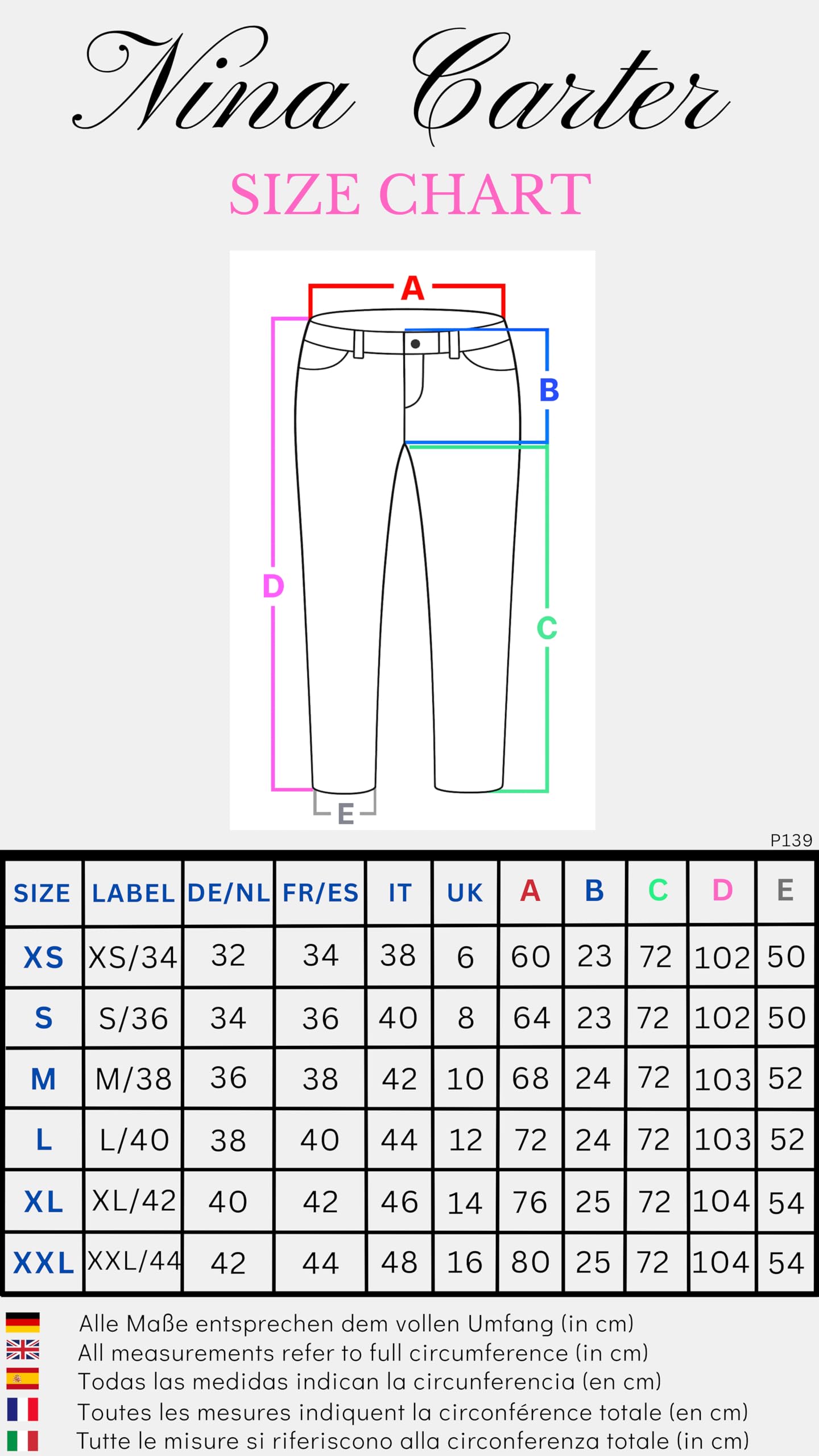 Nina Carter P139 - Jeans da donna a vita alta con taglio svasato, effetto usato