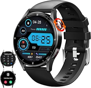 Smart Watch Men Women Call Make Answer 1.32" HD Fitness Tracker with Heart Rate Sleep Monitor Pedometer Step Counter Smartwatch Fitness Watch 70 Sports Modes Activity Tracker for Android iOS (Black)