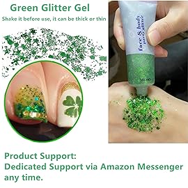 Go Ho Green Face Body Glitter,St Patricks Day Face Glitter Makeup,Green Face Paint Holographic Chunky Sequins Glitters for Eye Lip Hair Nails,Festival Rave Accessories,52g