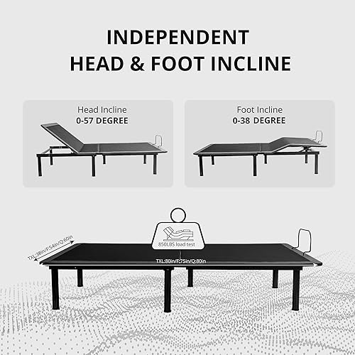Miniatura 4 de EGOHOME - Base de cama ajustable Queen para aliviar el dolor, base de cama eléctrica tamaño Queen ajustable con control remoto inalámbrico para
