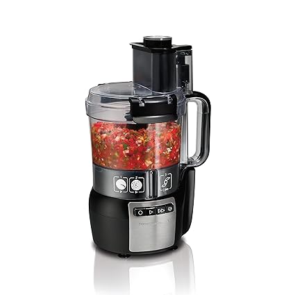 Hamilton Beach Big Mouth 1.8 L Stack and Snap Food Processor and Vegetable Chopper, Large Food Chute, 220-240V 50-60 Hz UK Plug, Stainless Steel (70720G-SAU), Black, 300 watts