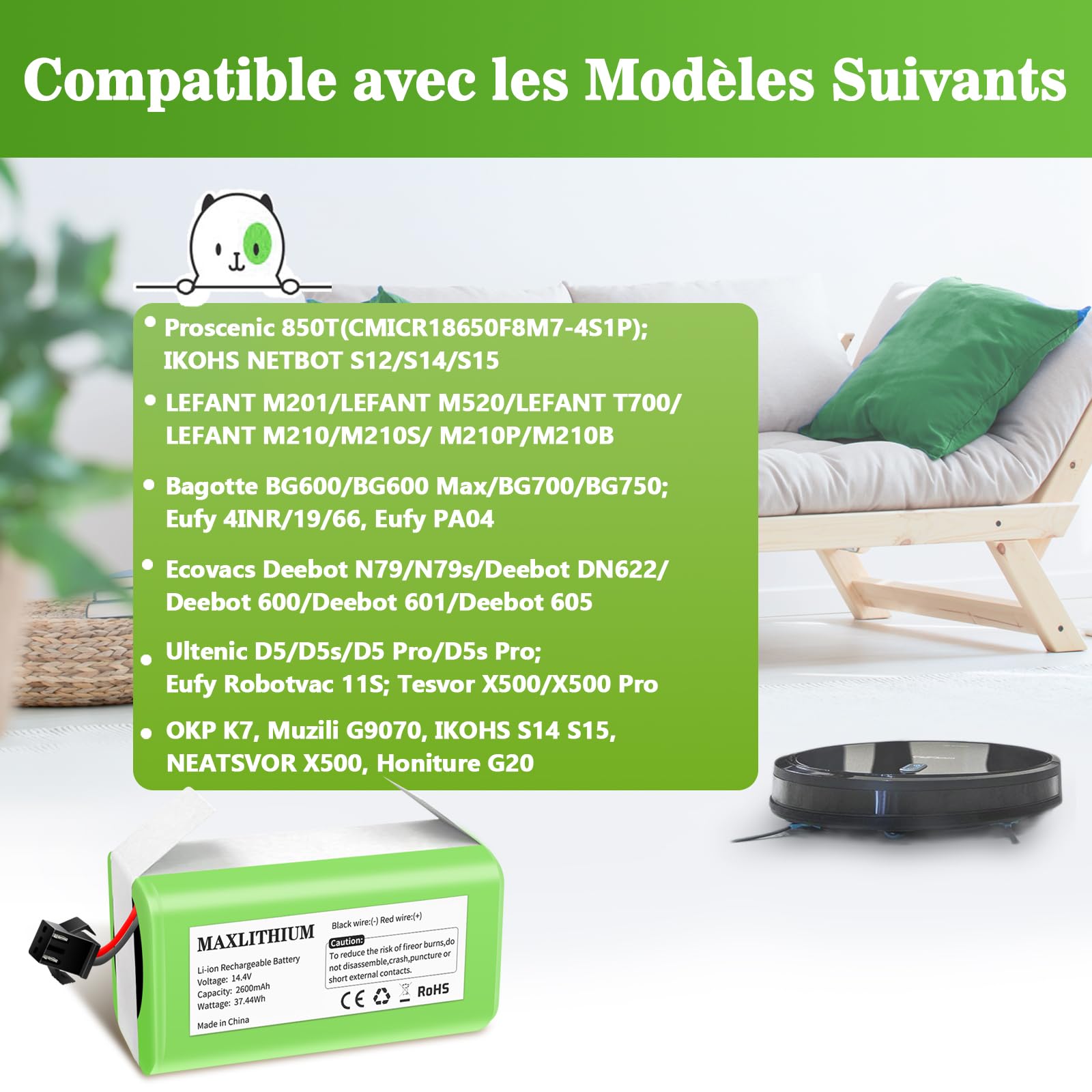 CITYORK Li-ion 4000mAh Akku für Proscenic 850T 850P,Für Tikom G8000 L9000,Für Honiture G20,Für Lubluelu SL61/SL60D,Für Ultenic D5/D5s Pro,Für Venga 3000/3001,Für Lefant T700,Für Bagotte BG600/700/750