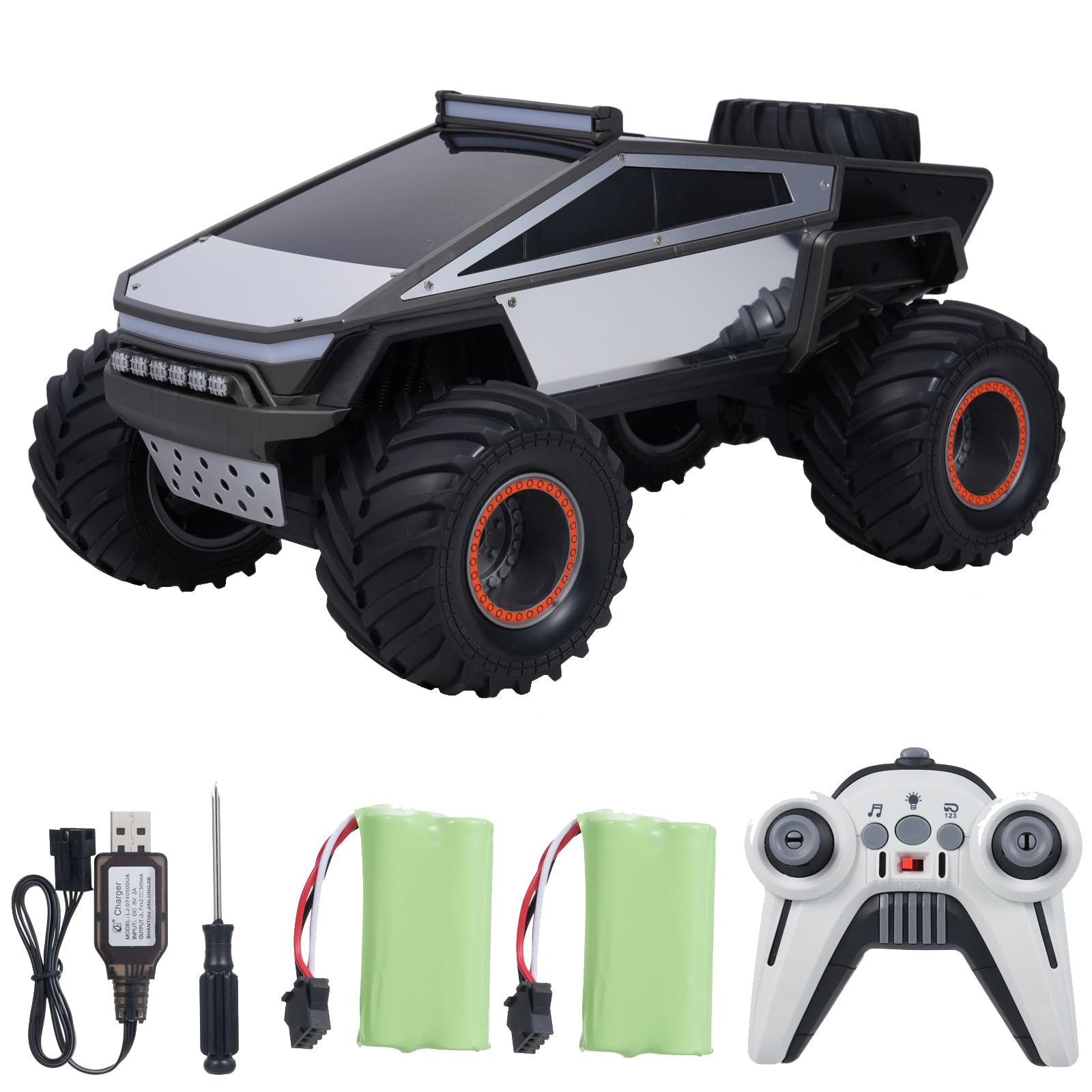 Remote Control Pickup Truck Style Toy car,1:12 Scale with Alloy Shell Lights and Sounds, 2.4GHz All Terrain Toy Car with Rechargeable Battery，for Boy Kids Adults Monster Truck Toys