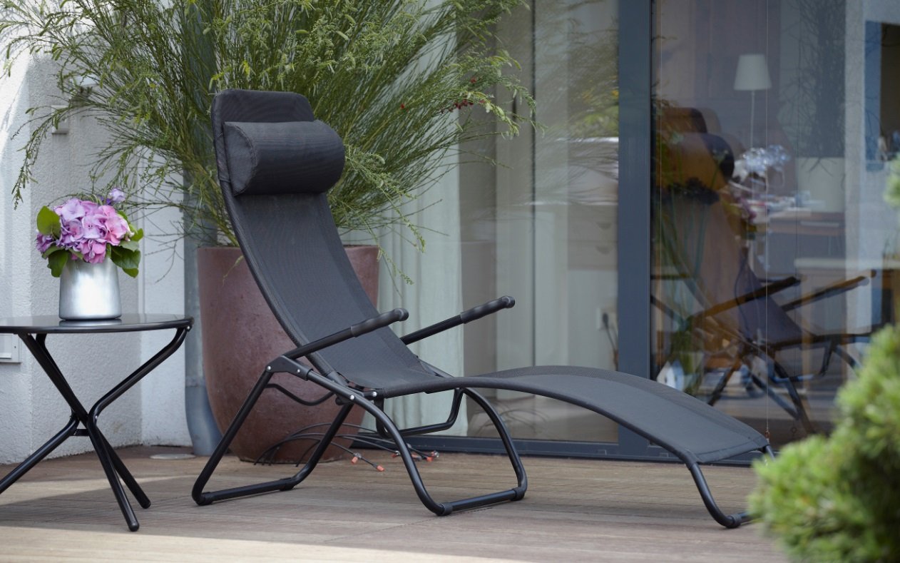 jan kurtz fiam Samba Lounger Limited Edition Aluminium Frame Black Plastic Fabric Cover Black