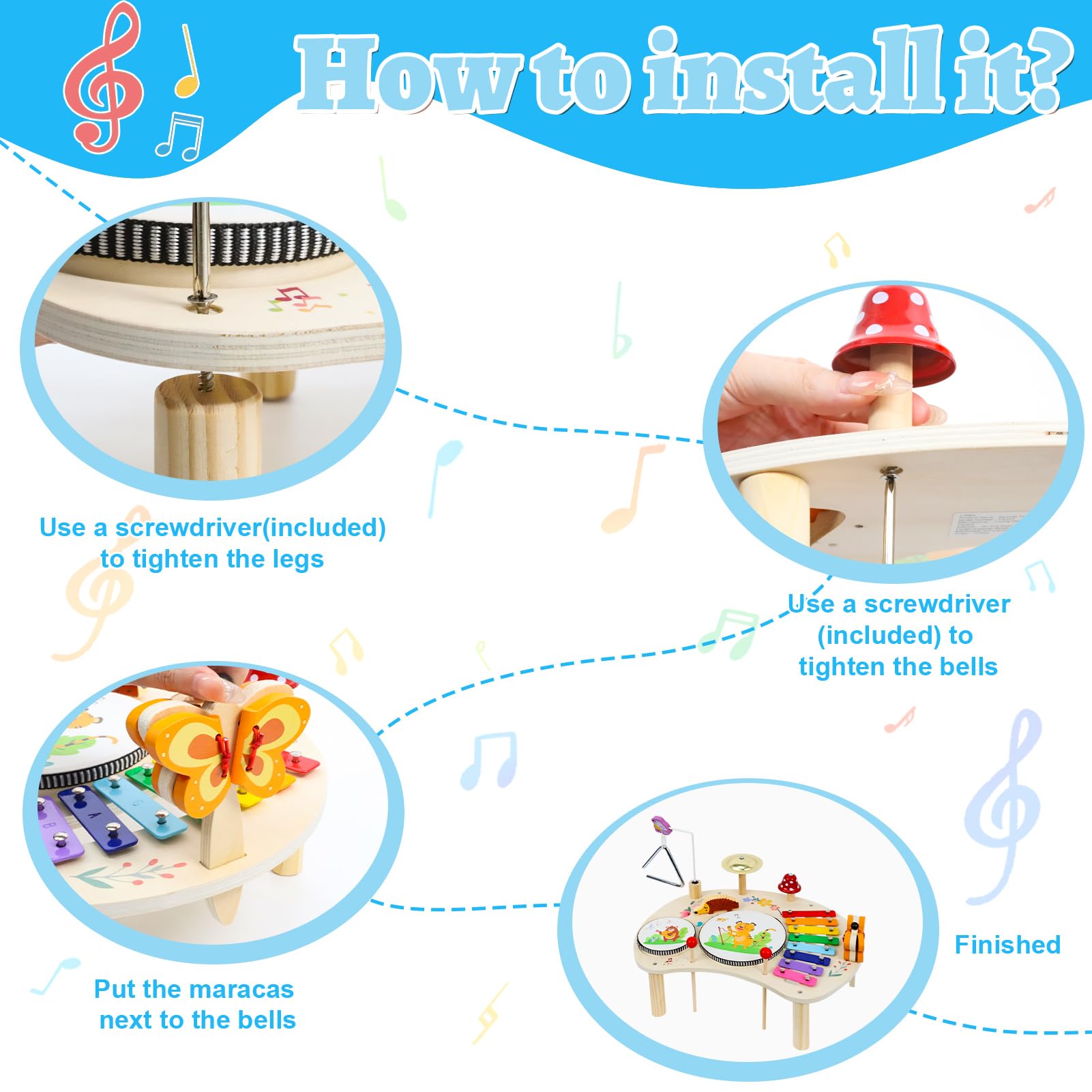 LZDMY Musikinstrumente Kinder ab 1 2 3 Jahr,Baby Musikspielzeug Triangel Schlagzeug Trommel Xylophon Instrumente Kinder, Musikset Montessori Spielzeug Geburtstag Ostern Geschenk Junge & Mädchen