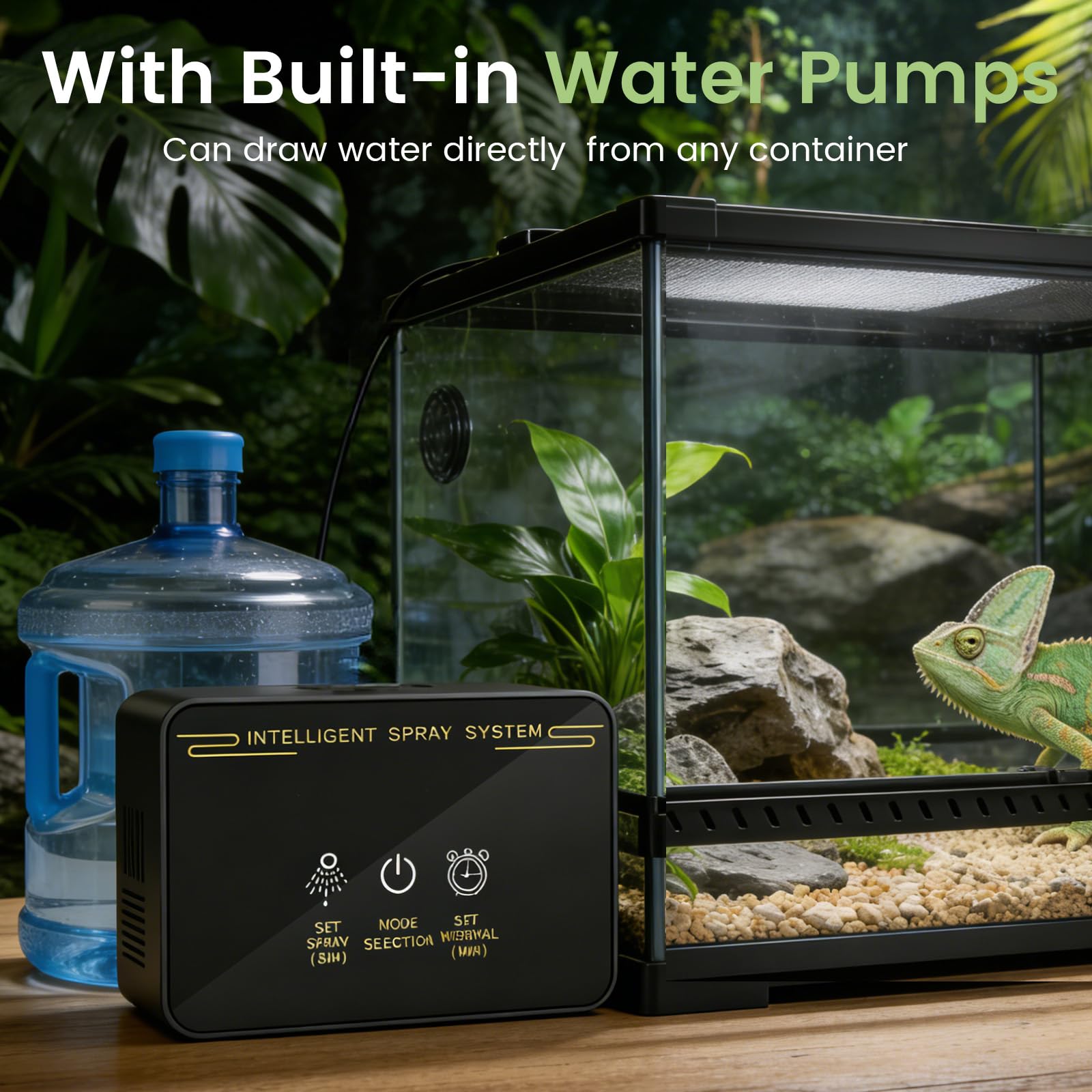 Nebulizzatore Terrario, Umidificatore Rettile Sistema di Nebulizzazione per Rettili Atomizzatore Automatico con Timer e 360° Ugelli di Spruzzo Sistema di Irrigazione per Terrari Piante