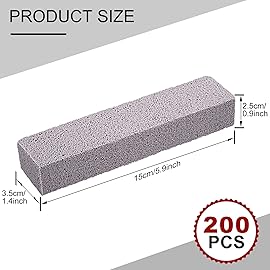 Chinco 200 Packs Pumice Stick for Cheaning, Pumice Scouring Stone Pad Removing Stain Grime Without Leaving Scratches for Kitchen Oven Stove Home Bathroom Toilet Pool House Cleaning Supplies