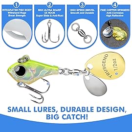 TRUSCEND Wide Search Cover Vibe Tail Spinner, Easy Catch Fishing Lures with Vibrating, Swimming, Jigging Action, BKK Super Slide Sharp Hook, Accurate Long Cast Fishing Spinner for Bass, Trout 1/2oz