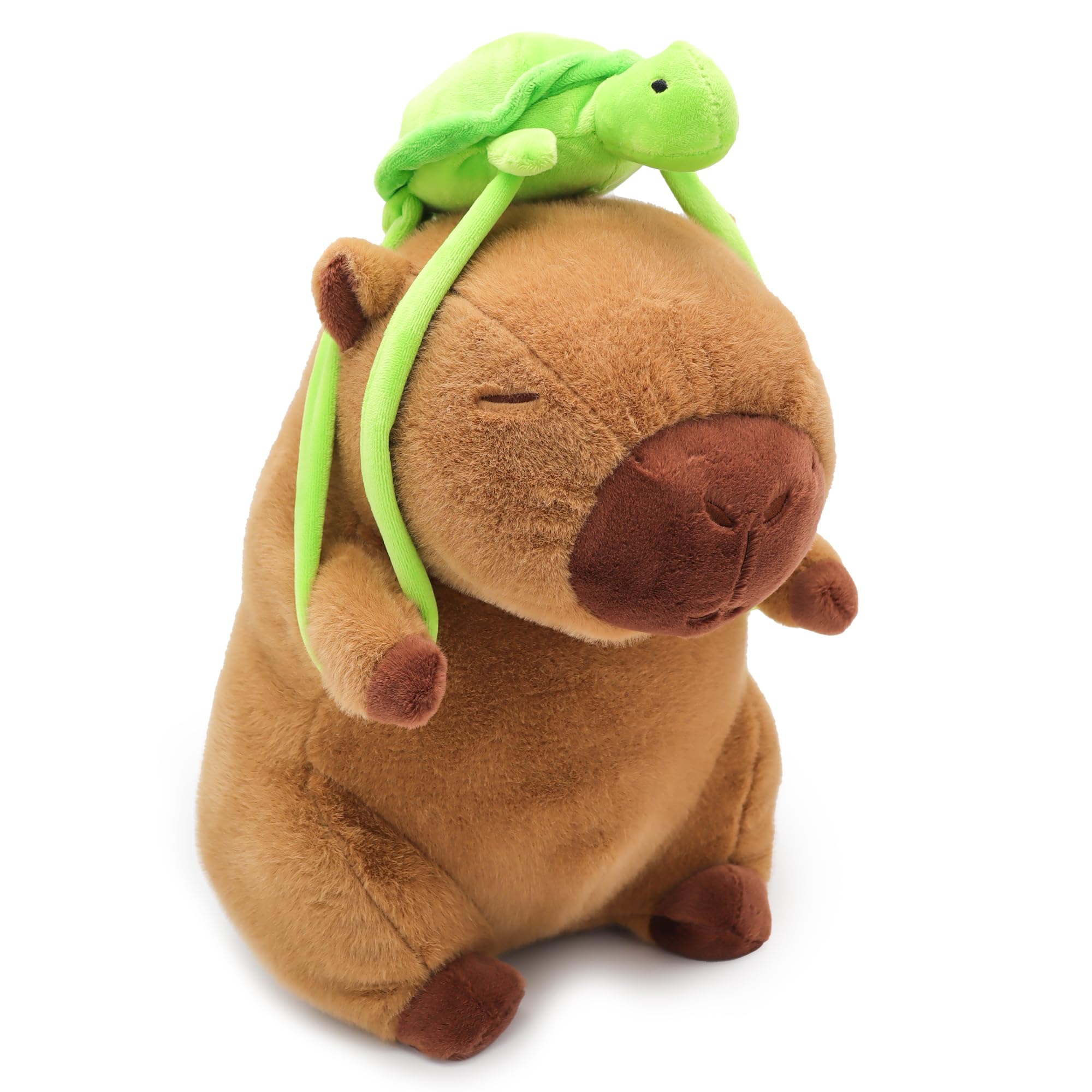 Poywuo Capybara Plush Toy 23cm, Teddy Stuffed Animal Doll Carrying Turtle for Carnival Birthday Gift