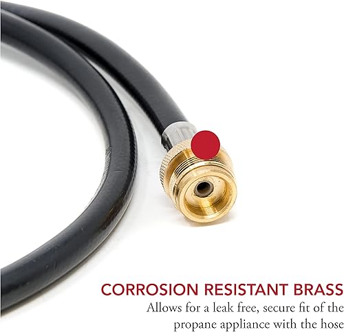 Miniatura 2 de GasOne 50140-05 Adaptador de tanque de 5 pies de 1 libra a 20 libras, manguera de propano para parrilla WeberColemanBlackstone, calentador Buddy,