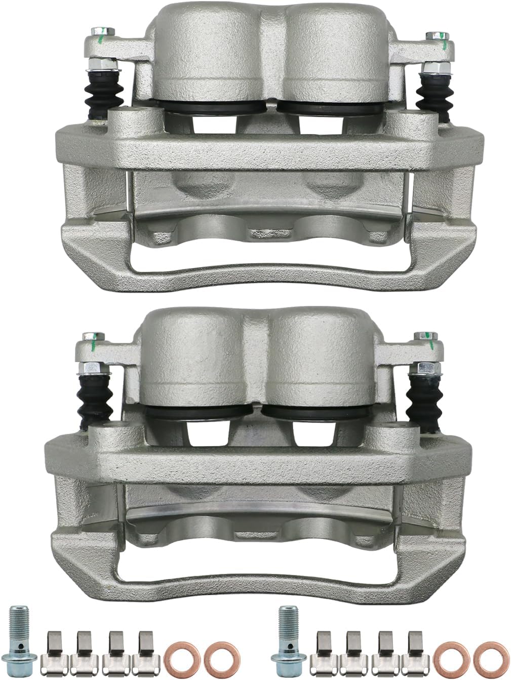 Chefull 2PCs Disc Brake Caliper Assembly with Bracket Fits for Select Dodge and Mitsubishi Models - Dakota 05-08, Ram 1500 2006-2008, Raider 2006-2009 Front Driver and Passenger, 18-B5009, 18-B5008