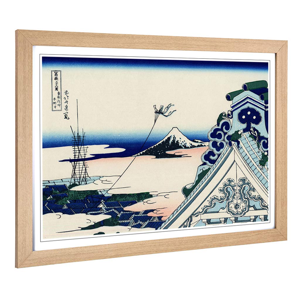 Big Box Art Framed Print of Hokusai Japanese Oriental Asakusa Design | Wall Art Picture | Home Decor for Kitchen, Living Room, Bedroom, Hallway, Oak, A2 / 24.5x18 Inch / 62x45cm