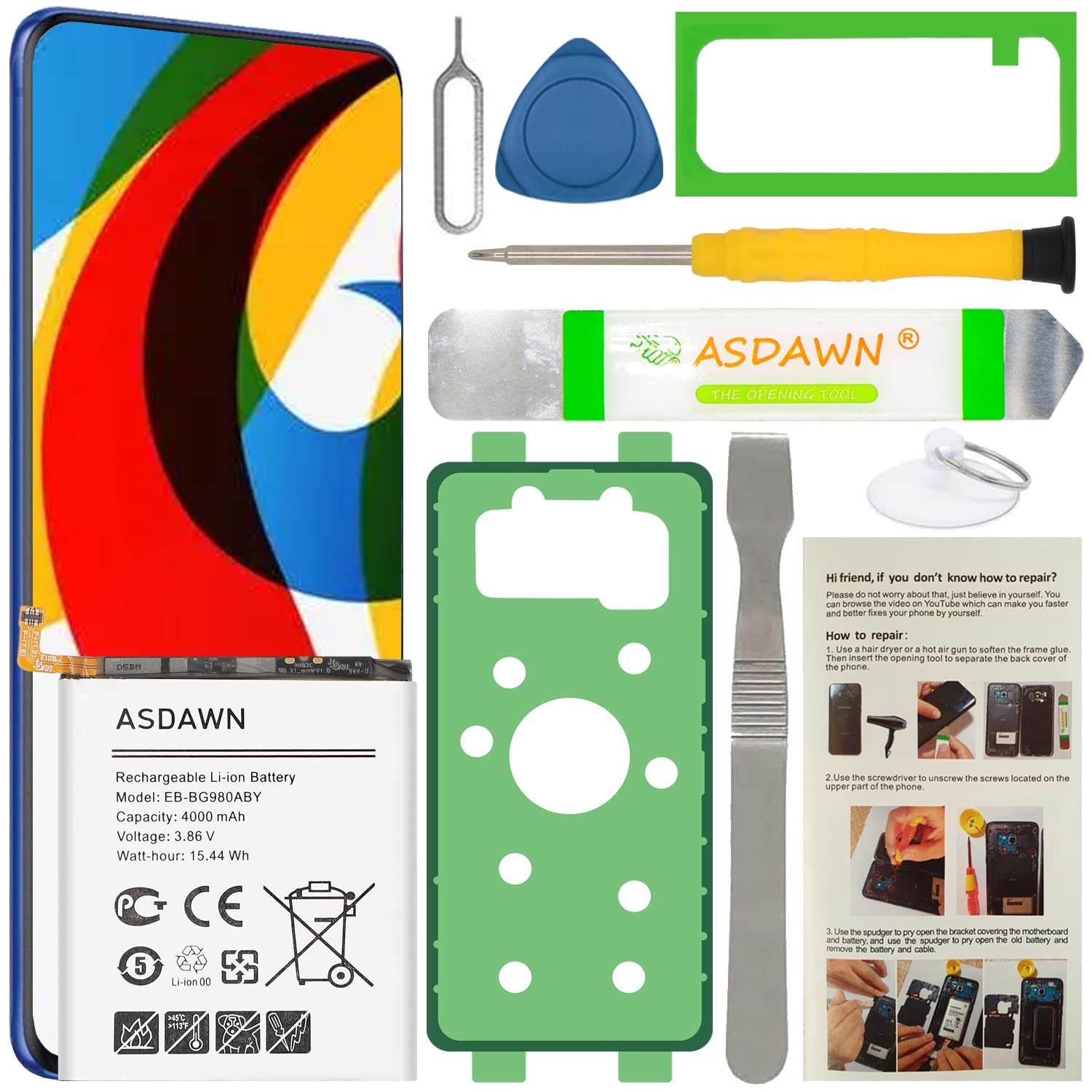 ASDAWN Battery for Galaxy S20 SM-G980 SM-G981 U/U1/A/T/P/V/R4/W/F | Compatible models: fo…