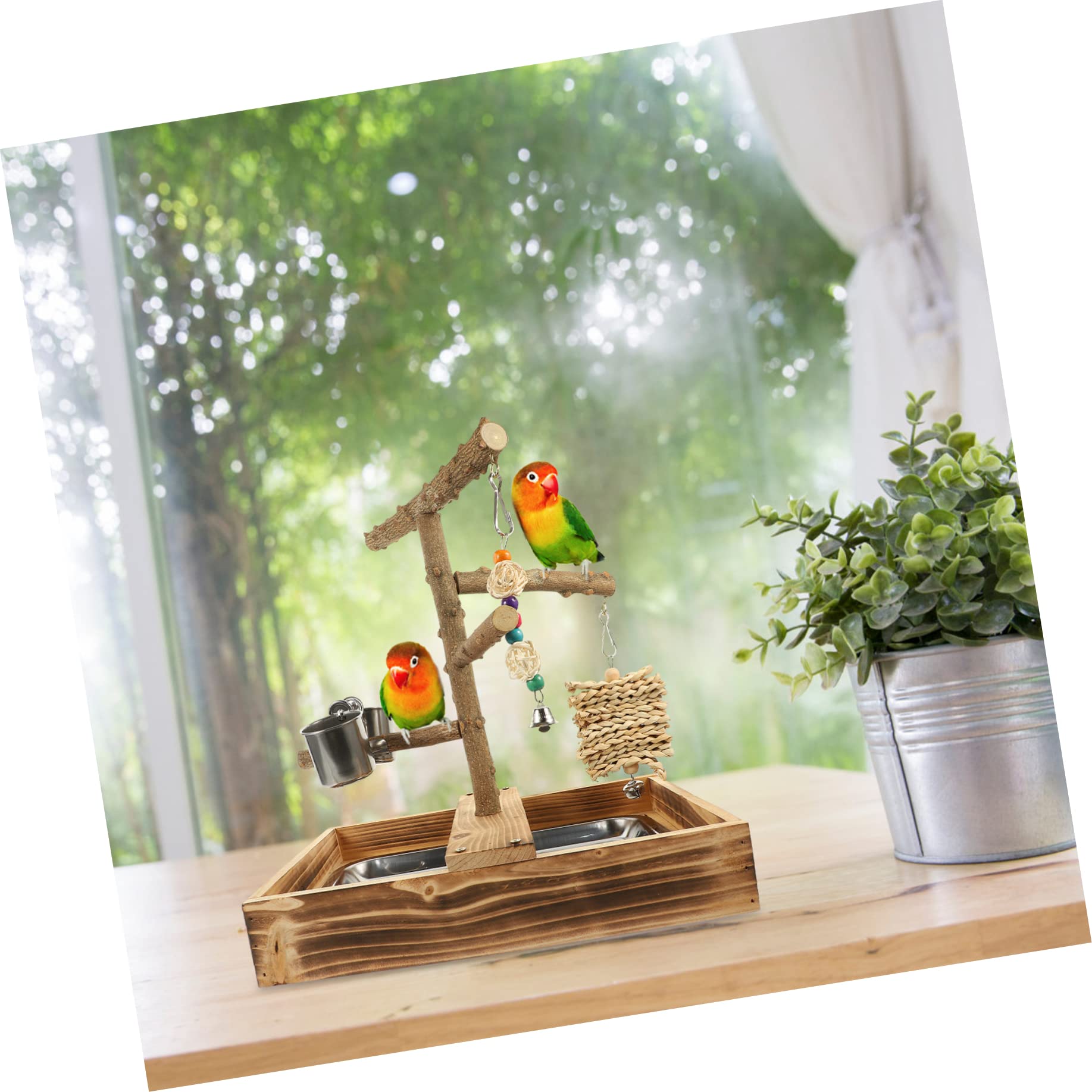 POPETPOP de Entrenamiento de Madera para Pájaros Juguetes para Pájaros para Soporte Monitor Escritorio Madera