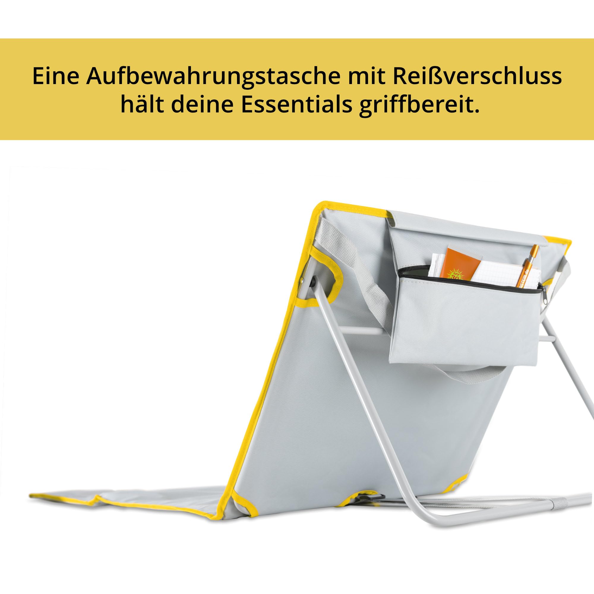 Stagecaptain Beachmatte “Layla” 2X Set - Gepolsterte Strandmatten mit Kopfkissen - Verstellbare Rückenlehne - Aufbewahrungstasche mit Reißverschluss - Leichte Faltbare Strandliege mit Tragegurt