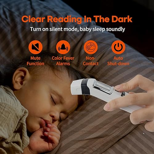 Miniatura 6 de HubiBaby - Termómetro digital infrarrojo para adultos y niños, termómetro para bebé con alarma de fiebre, rápido y preciso, ideal para toda la