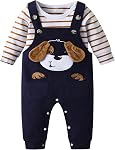 Baby Boy Newborn Outfits Infant Romper Cartoon Overall Adjustable Suspenders Pants Fall Winter Set