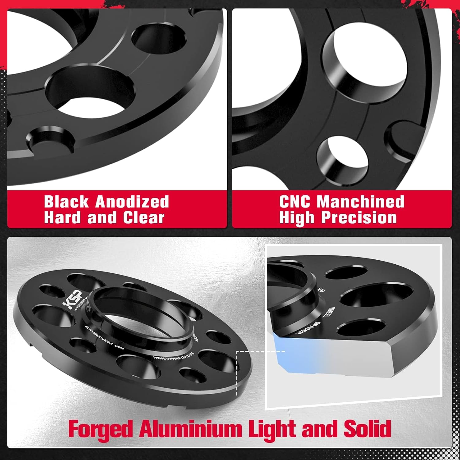 KSP 5x112 to 5x112 Wheel Spacers for Mercedes-Benz, 12mm Hubcentric Wheel Spacer for W204 W208 W209(Rear) W216(Rear) AMG, Forged 5 Lug Tuning Spacer with 66.56mm Hub Bore, 6061T6 Aluminum Black 2PC