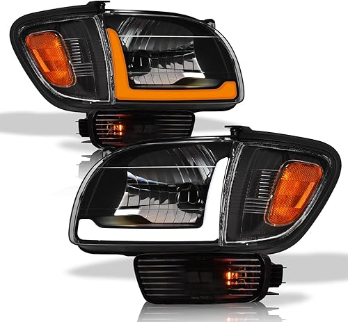 Alpha Owls 8719848 Faros delanteros de cristal con luces de señal en las esquinas del parachoques y barra de luces LED secuencial con función