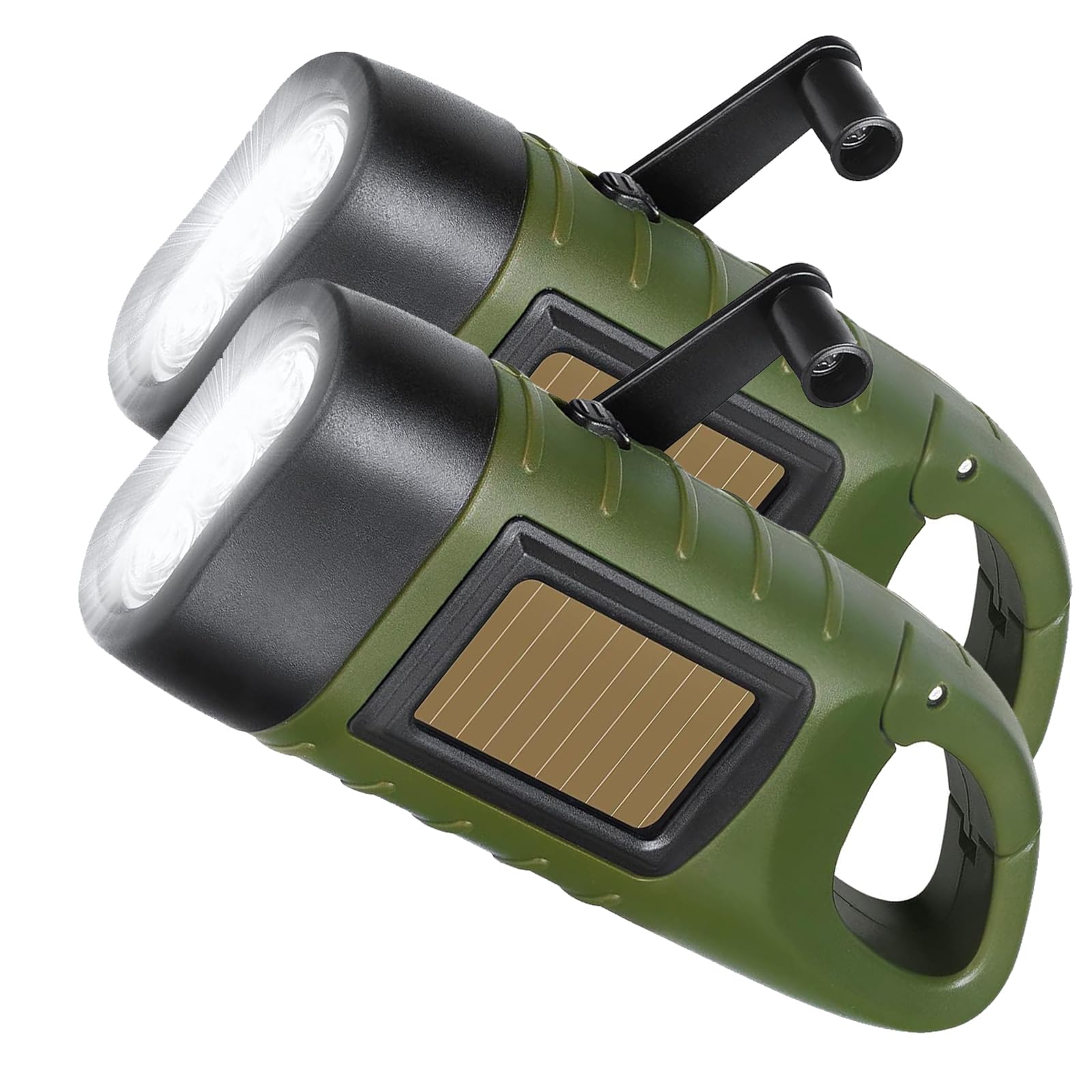 Xiaodib Wind Up Torch, Emergency Hand Crank Solar Powered Flashlight