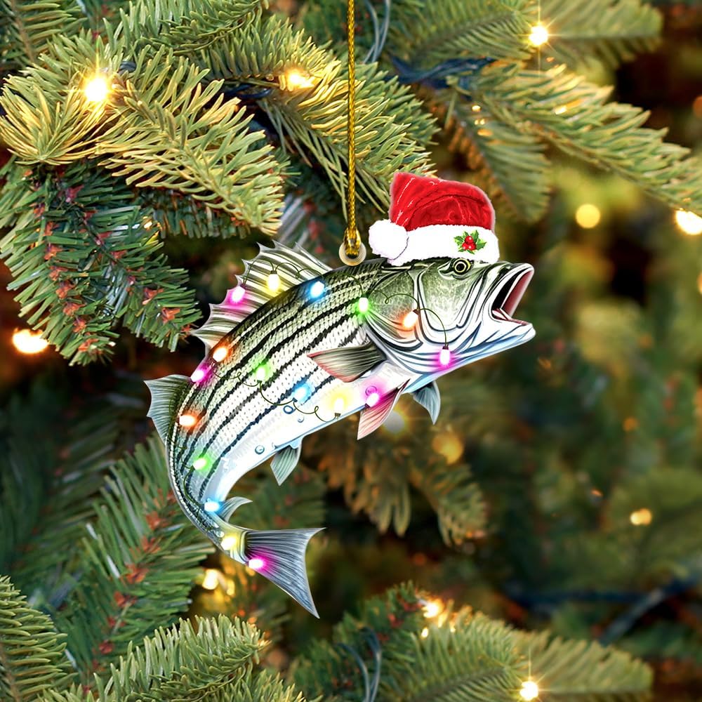 Crappie Fish Christmas Ornaments - Xmas Fish Christmas Tree Decorations, Mica Plastic Hanging Ornament Gift Set 03 | Pack 1 Trinkets