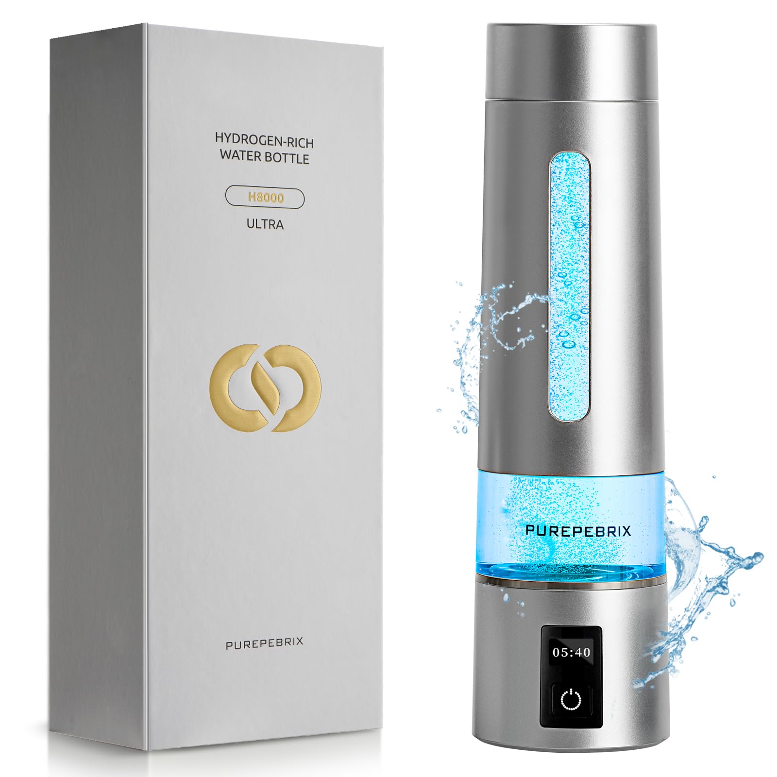 Hydrogen Water Bottle Generator - Up to 8100 PPB 12-Hour Hydrogen Retention IHSA Certified SPE PEM Tech Portable