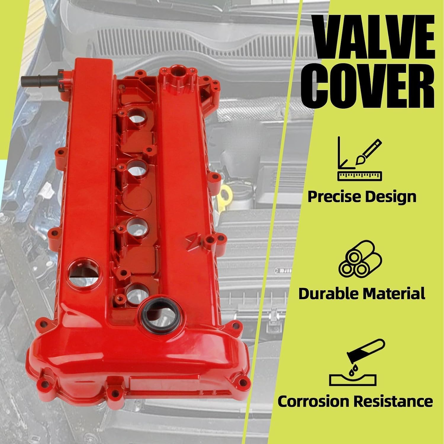Aluminum Valve Cover with Gasket Bolts & Cap Compatible with Mazda 3 2010-2013 5 2009-2015 6 2011-2013 CX-7 2010-2012 2.0L 2.3L 2.5L Replace L502-10-210E L3Y1-10-210A