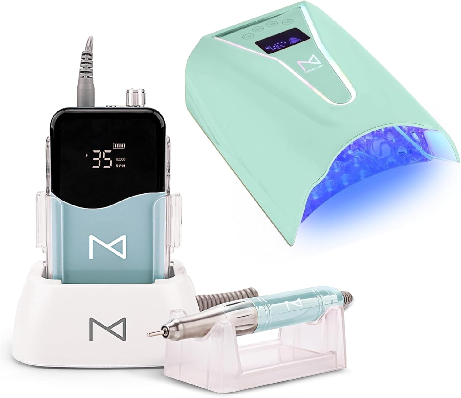 M Mase Professional Nail Drill & M Crystal Cure UV Light for Gel Nails Kit - Professional UV Nail Lamp & Electric Nail Drill for Acrylic, Gel Nails, Manicure - for Professional & Home Use