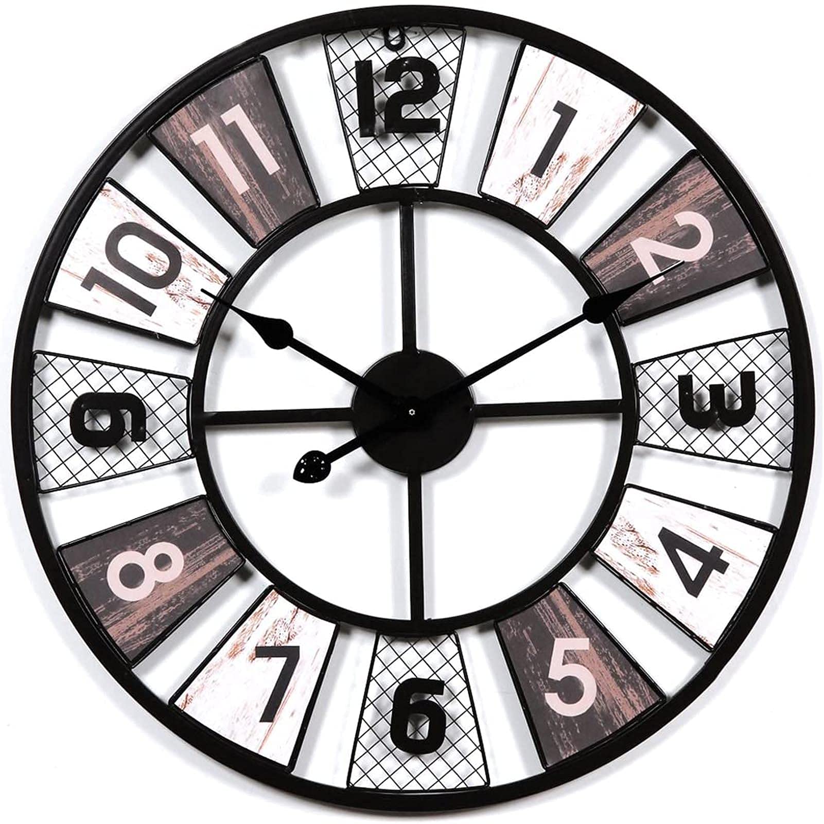 MYUYEE Wall Clock Open FA Wrought Iron Clock Weatherproof Outside Roman Numerals Clock Mute Quartz Wall Clock Battery Operated Wall Clock Beautiful snery
