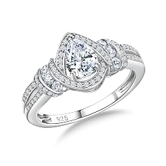 DAYBYDAY Pear Birthstone Rings for Women 925 Sterling Silver Created Gemstone Pear Shaped Engagement Ring Split Shank Anniversary