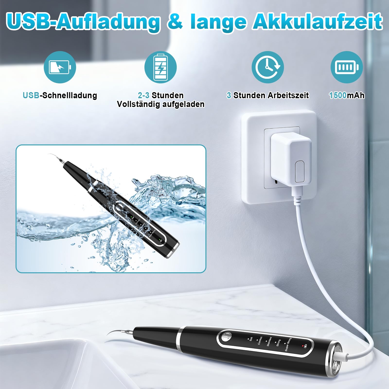iPalamila Zahnsteinentferner Zahnreiniger Ultraschall für Hund und Katze, Zahnpflege Set, Zahnreinigung und Reinigungsset, mit LED-Licht, Hundezahnbürste zur Zahnpflege, Schwarz