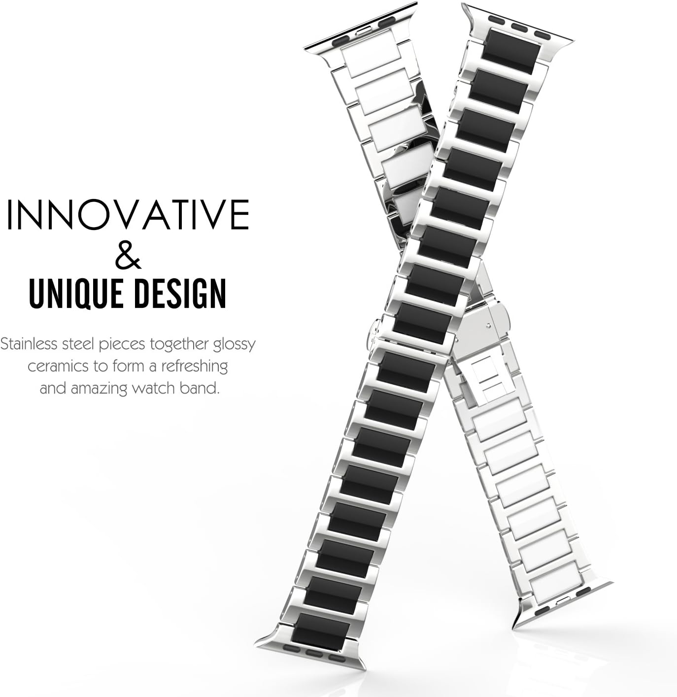 Best Quality 🔥 MoKo Band Compatible with Apple Watch 45mm 44mm 42mm,Stainless Steel Ceramics Link Replacement Strap Bracelet with Butterfly Buckle Clasp for iWatch Series 7/6/5/4/3/2/1/SE - Black Flash Deals - 40% OFF MoKo Band Compatible with Apple Watch 45mm 44mm 42mm,Stainless Steel Ceramics Link Replacement Strap Bracelet with Butterfly Buckle Clasp for iWatch Series 7/6/5/4/3/2/1/SE - Black