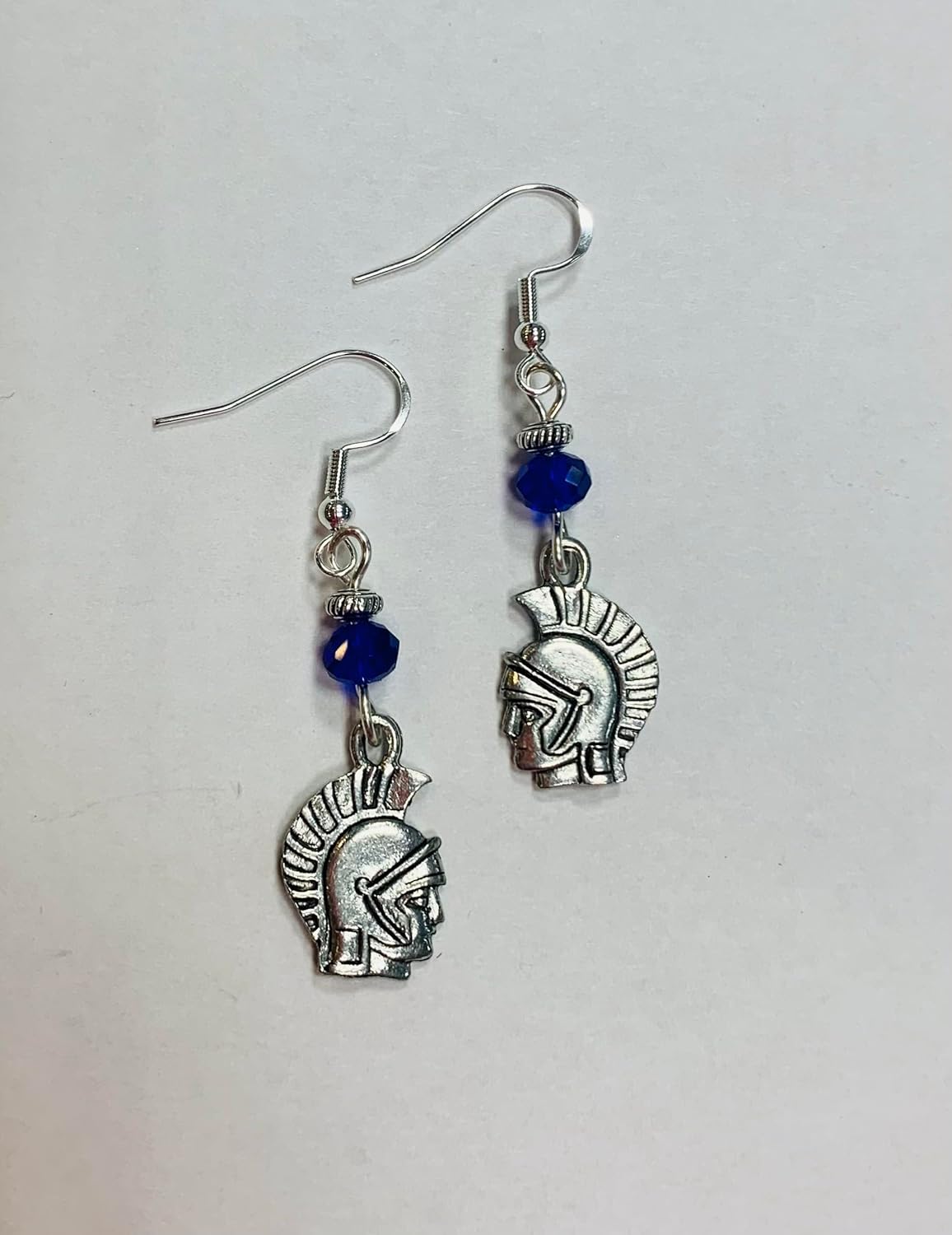 Blue Spartan, Gladiator Earrings, on sterling silver earwires - Image 3