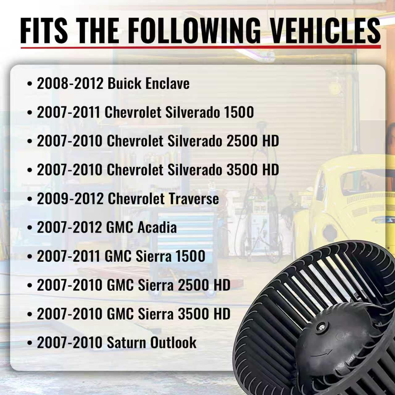 HVAC Heater Blower Motor Compatible with Buick for Enclave,for Chevy for Silverado 1500/For Traverse,for GMC for Acadia/for Sierra 1500,for Saturn for Outlook Replace# 22961461, 700236
