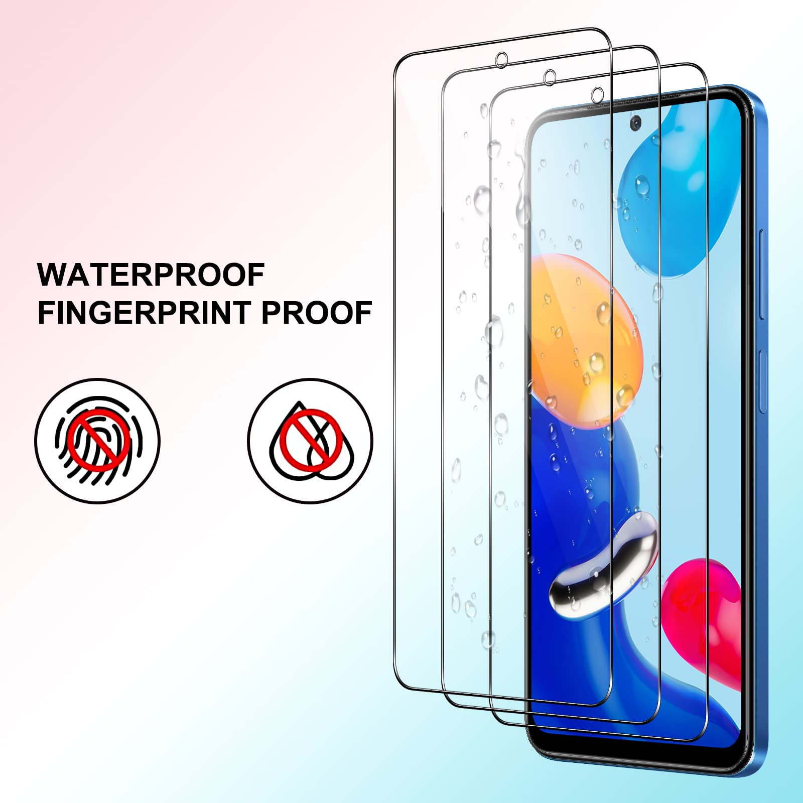 RKINC Vetro Temperato [3 Pezzi] per Xiaomi Redmi Note 11 4G (6.5), Redmi Note 11S 4G