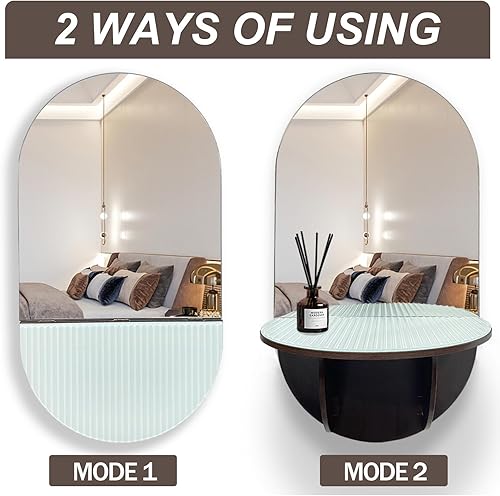 Miniatura 2 de TopCity Espejo de pared decorativo grande de 28 x 15 pulgadas, espejo de granja para pared, marco de madera rústica, espejo de tocador para sala de