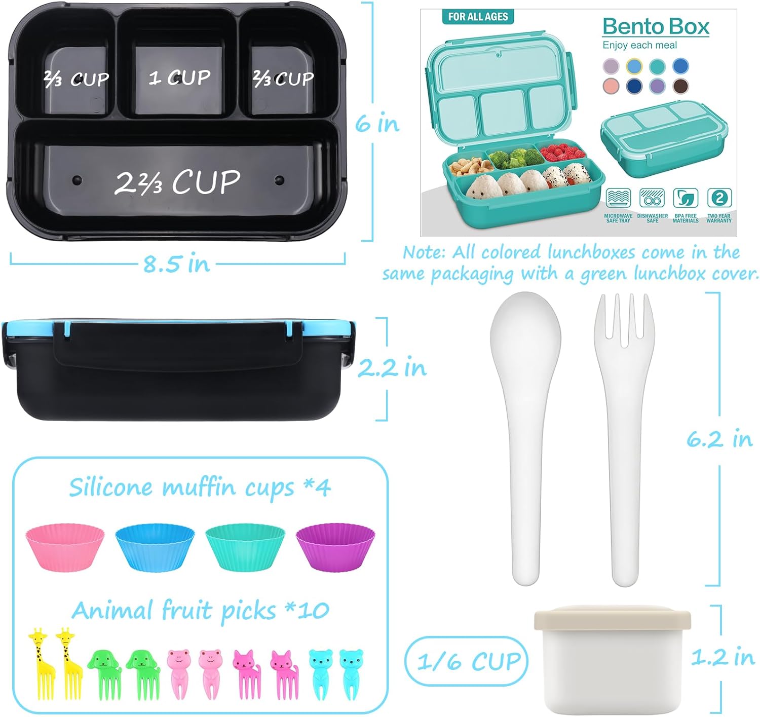 QQKO Bento Box with accessories