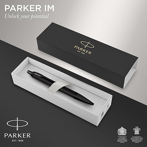 Vista 2 de Parker IM Bolígrafo Negro mate con borde negro Punta media con recarga de tinta azul Caja de regalo