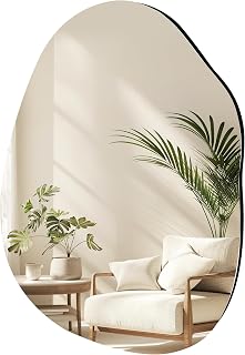 CULER Irregular Bathroom Wall Mirror,22 x 30 Inch Asymmetrical Frameless Vanity Modern Tempered Glass Mirror for Bedroom,Living Room,Entryway