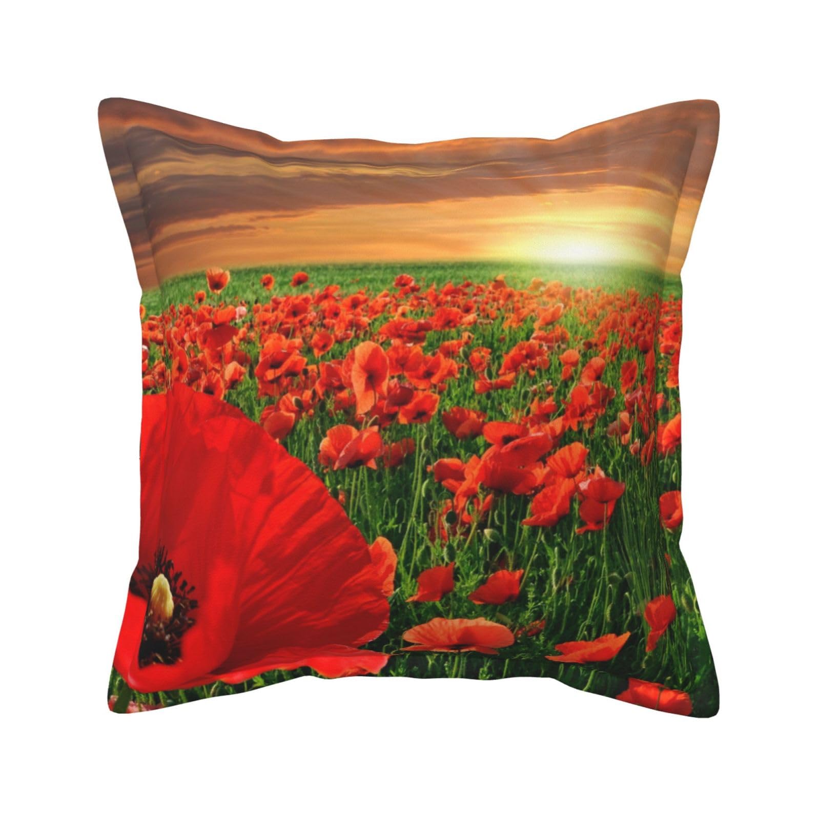 Housse de coussin en cuir décorative haut de gamme fleurs rouges 50 cm