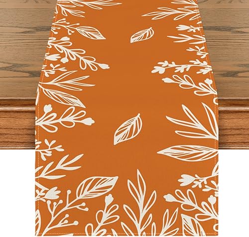 Artoid Mode Camino de mesa de otoño floral naranja, decoración de mesa de comedor de cocina de otoño de temporada para decoración de fiesta del