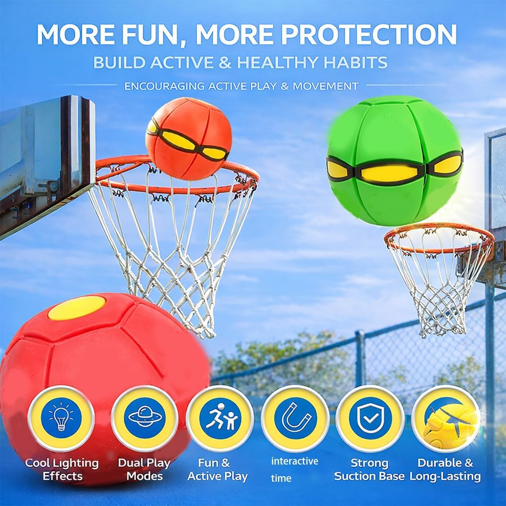 Magic Ball, Bouncing Ball, Dual-Mode switchable, 6 Lights, Foldable, Indoor and Outdoor, Parent-Child Interaction(3-Pack)