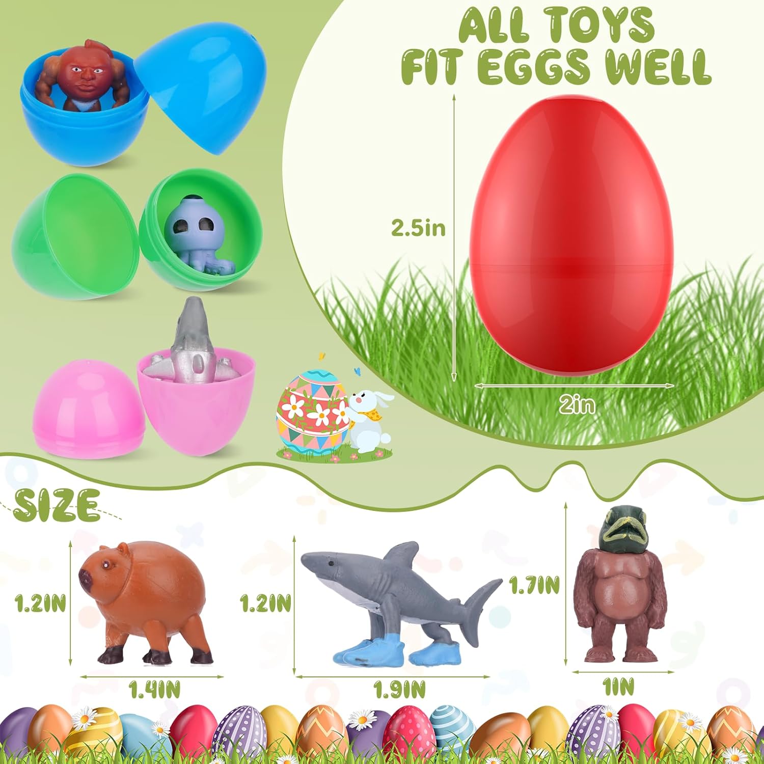 24 Pack Easter Eggs Filled with Italian Brainrot Toys, Easter Basket Stuffers for Toddlers Kids Children Teens, Easter Egg Fillers for Kids Boys Girls, Easter Eggs Hunt Game, Classroom Prize Supplies